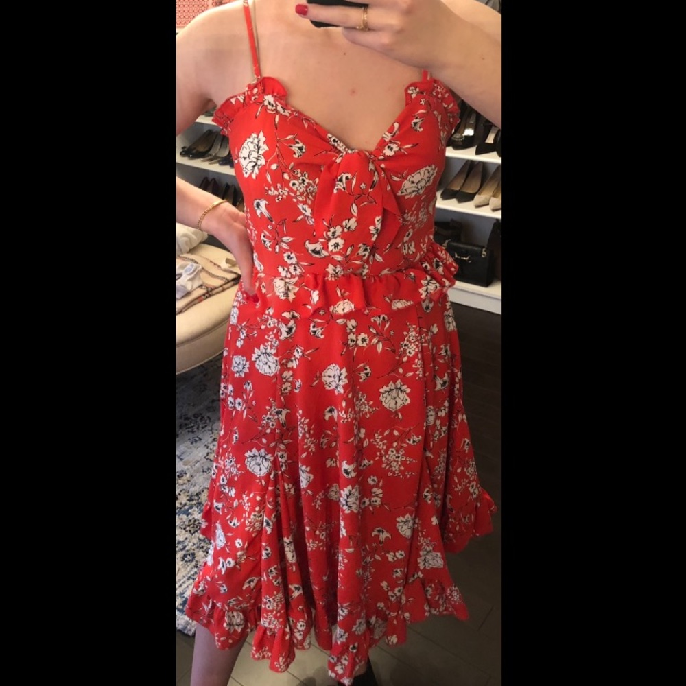 BNWT White Closet Pink Floral Ruffle Dress